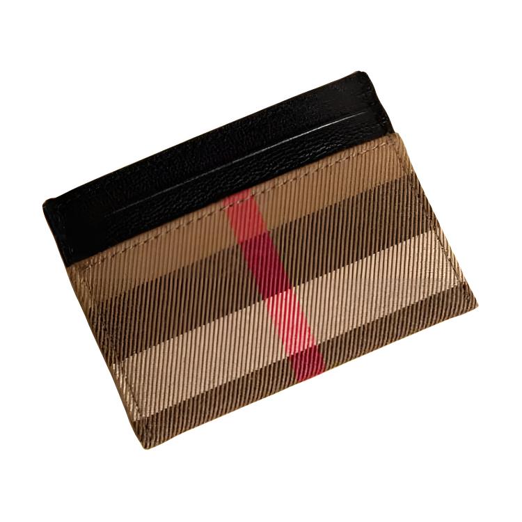 Burberry Классический клетчатый держатель для карт из мягкой кожи и холста Мужские аксессуары Черный 80840331