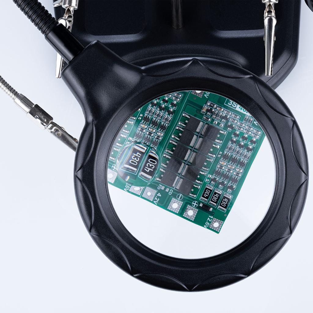 Third Hand With Gooseneck Magnifying Glass, Soldering Iron Holder And Solder Te-802