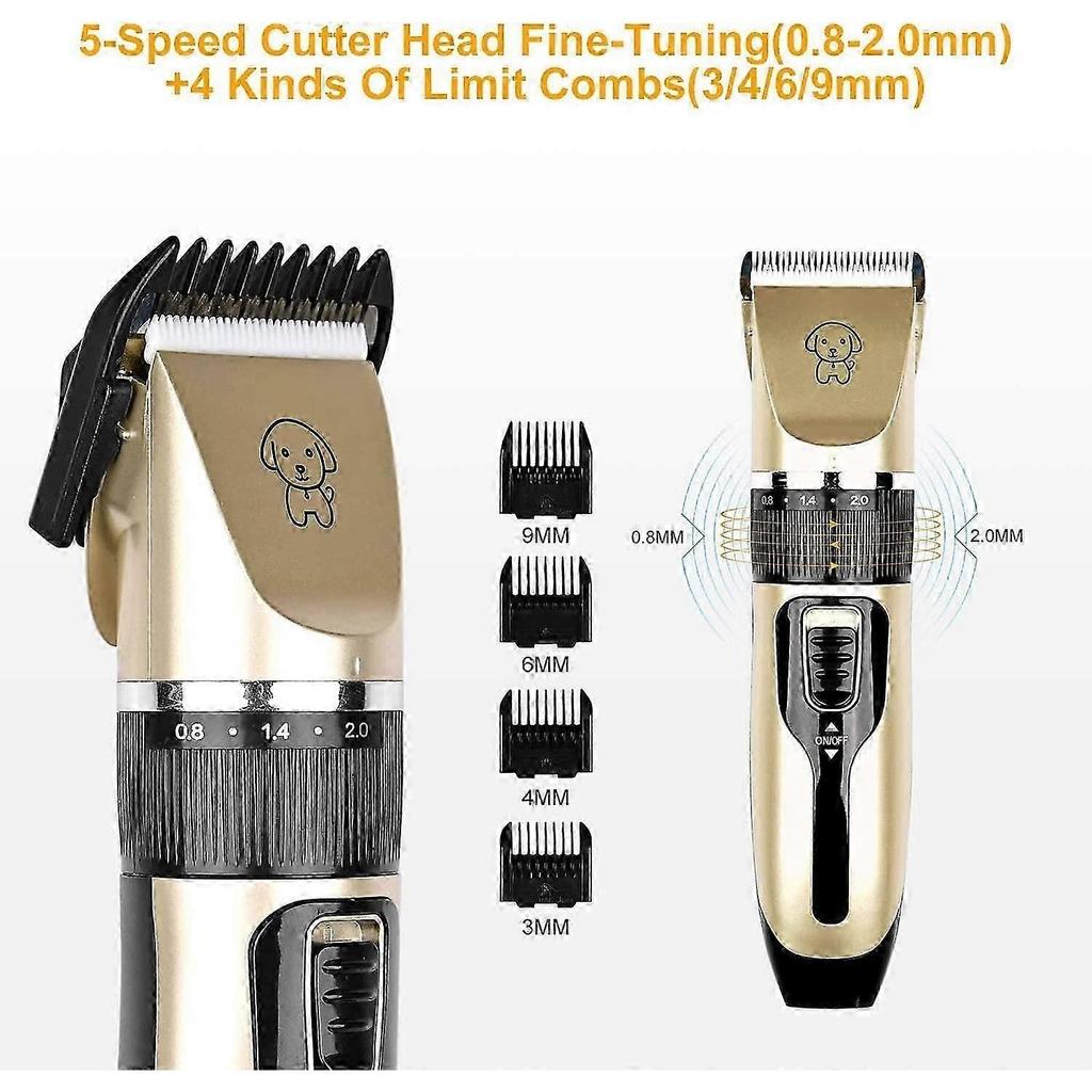 Electric Dog Grooming Clipper, Cordless Pet Grooming Kit Hair Clipper Kit (Gold)-Good