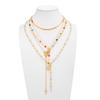 Y-Shaped Colorful Crystal Necklace Set Pearl Beads Chain Choker Bohemian Style Necklace  Vacation