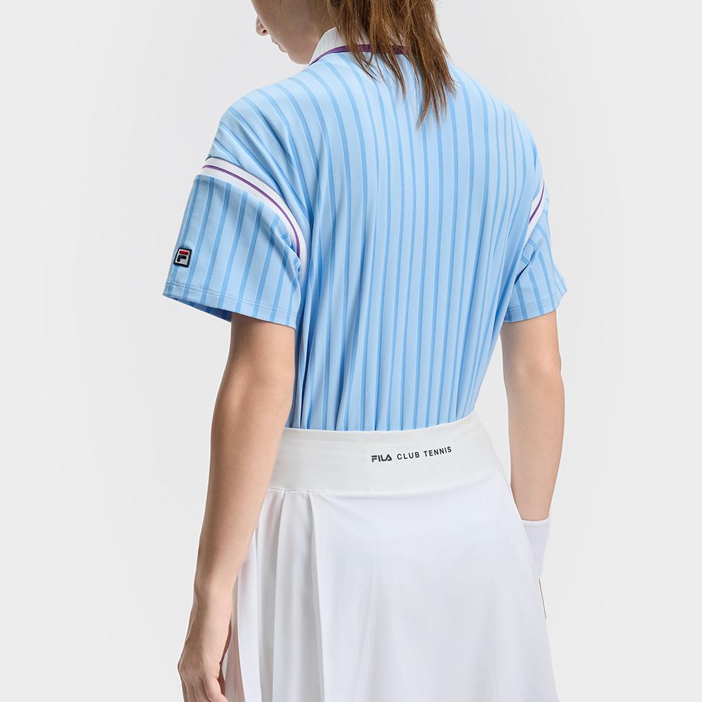 Fila Спортивная защита от солнца Дышащая теннисная футболка-поло с коротким рукавом Женские топы Колокольчиково-синий A11W433106FLB