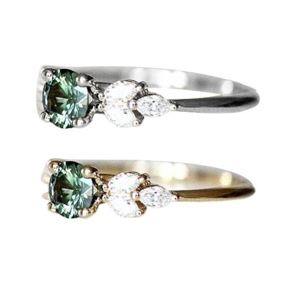 Леди кольцо на палец зеленый изысканный горный хрусталь циркон кубическое женское кольцо для свадьбы