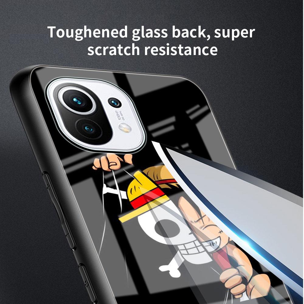 Стеклянный чехол для Xiaomi Poco X3 NFC 11 Lite 11T F3 M3 для Redmi Note 11 10 9 8 Pro 10S 9S 9A 9C чехол для телефона аниме черный