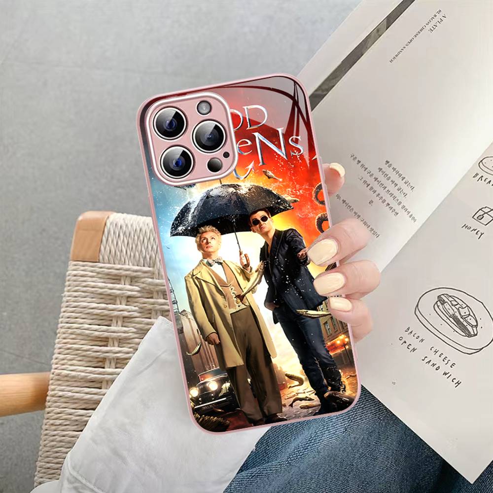 Сериал Хорошее Оменс Для IPhone 14 13 12 Mini 11 Pro XS Max X XR 14 Plus Закаленное Стекло Чехол