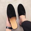 Luxury Glitter Rhinestone Leather Shoes Men Designer Outerwear Half Mules Casual Slides Slippers Sandals Male Fashion Mocassins
