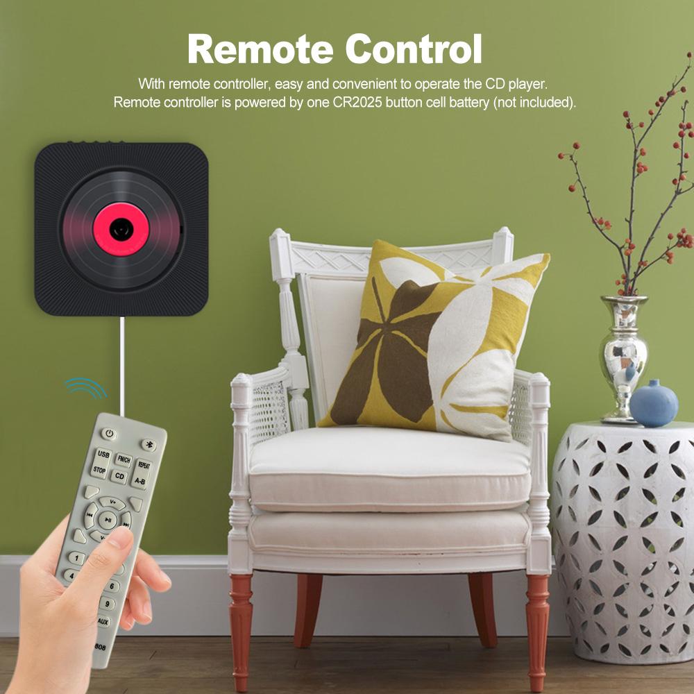 Настенный проигрыватель компакт-дисков Bluetooth-динамики Домашняя аудиосистема Бумбокс с дистанционным управлением FM-радио Вход AUX