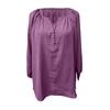 Women's Loose Casual Solid Color V-neck Seven Quarter Sleeved Button Up Shirt Button Up Shirt