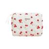 Cherry Bow Quilted Cosmetic Bag - Large, Fashionable, High-End Toiletry Storage