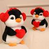 Red Heart Penguin Plush Toys Soft Stuffed Cute Earphones Love Dolls  Valentine's Day