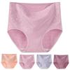 Lady Underpants High Waist Plus Slze Lace Trim Butt-covered Tummy Control Solid Color Elastic Panties Seamless Comfort Daily Sport Briefs