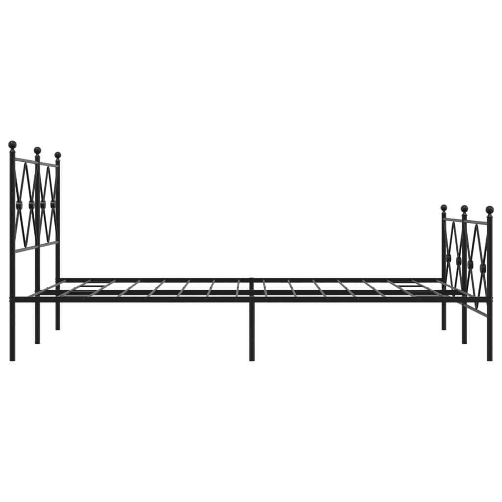 Metal Bed Frame with Headboard and Footboard Black 120 x 190 cm