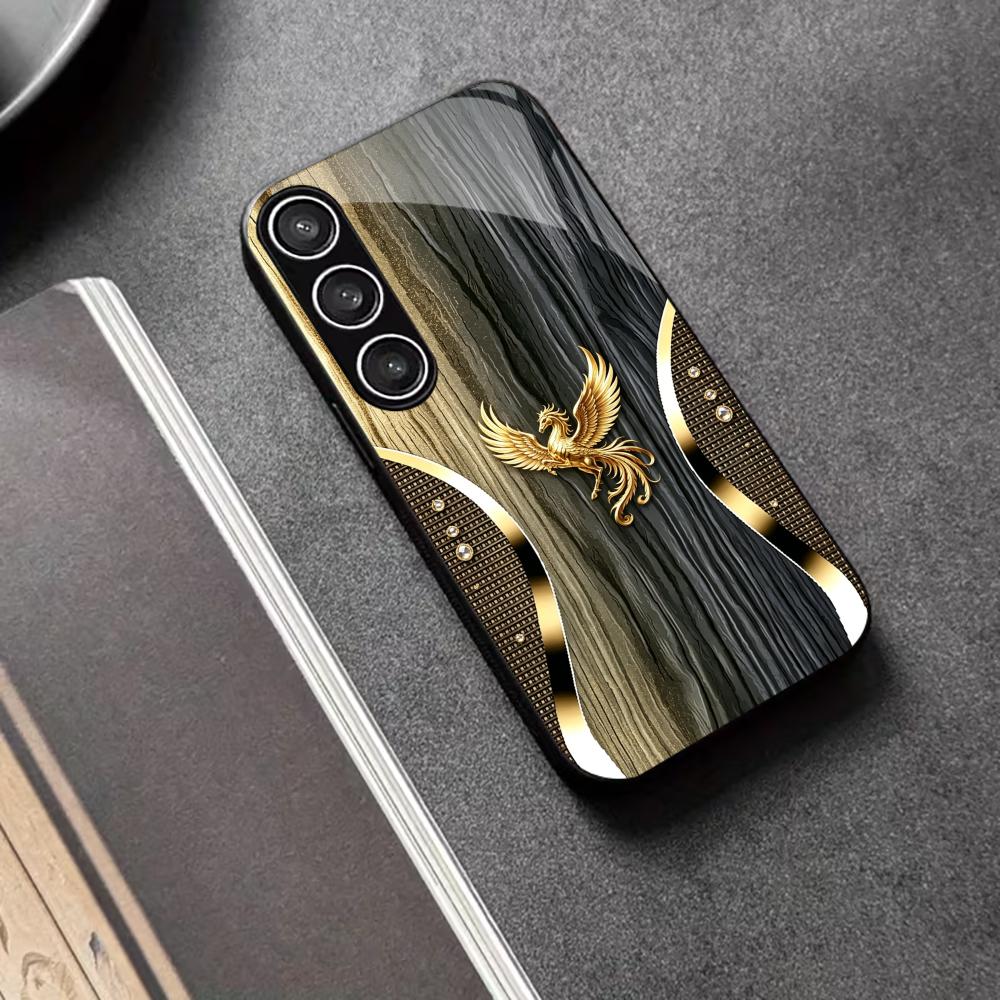Чехол для телефона 'Древесная текстура и Золотой Феникс' стекло s26 ultra case s25 ultra case для Samsung Galaxy S26 S25 S24 S23 S22 FE Ultra Plus