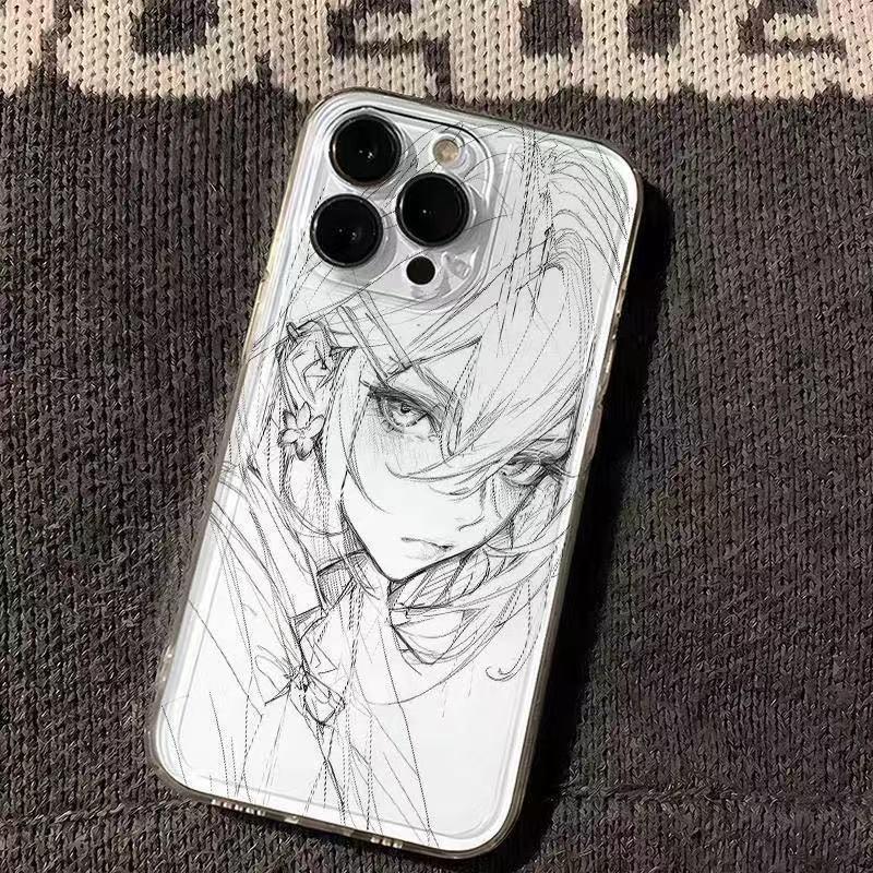 japanese anime girl phone case for iphone 17 pro max 16 plus 15 14 13 11 silicone back cover for iphone 12 xr x xs bumper shell