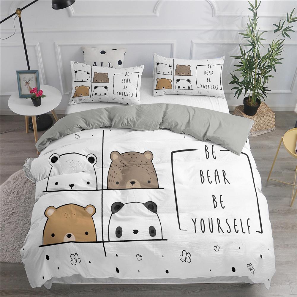 Cartoon Bedding Set Cute Cats Printed 3D Duvet Cover Set Twin Full Queen King Double Sizes Pillowcase Bedclothes Soft Polyester