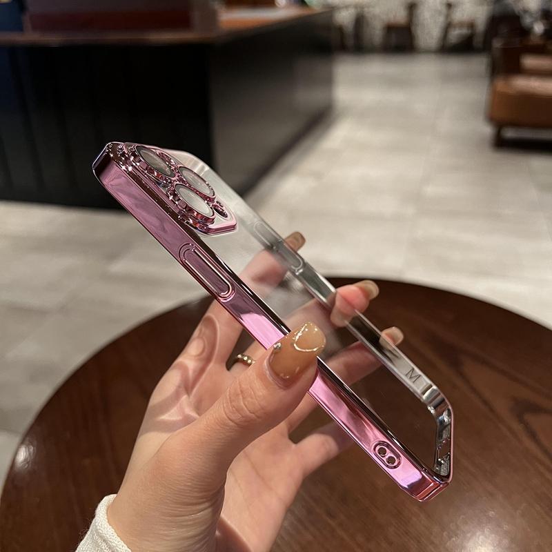 Роскошный гальванизированный защитный чехол для iPhone 17 16 11 12 13 14 15 Pro Max Xs XR Max 7 8 Plus SE2020 Мягкая прозрачная крышка