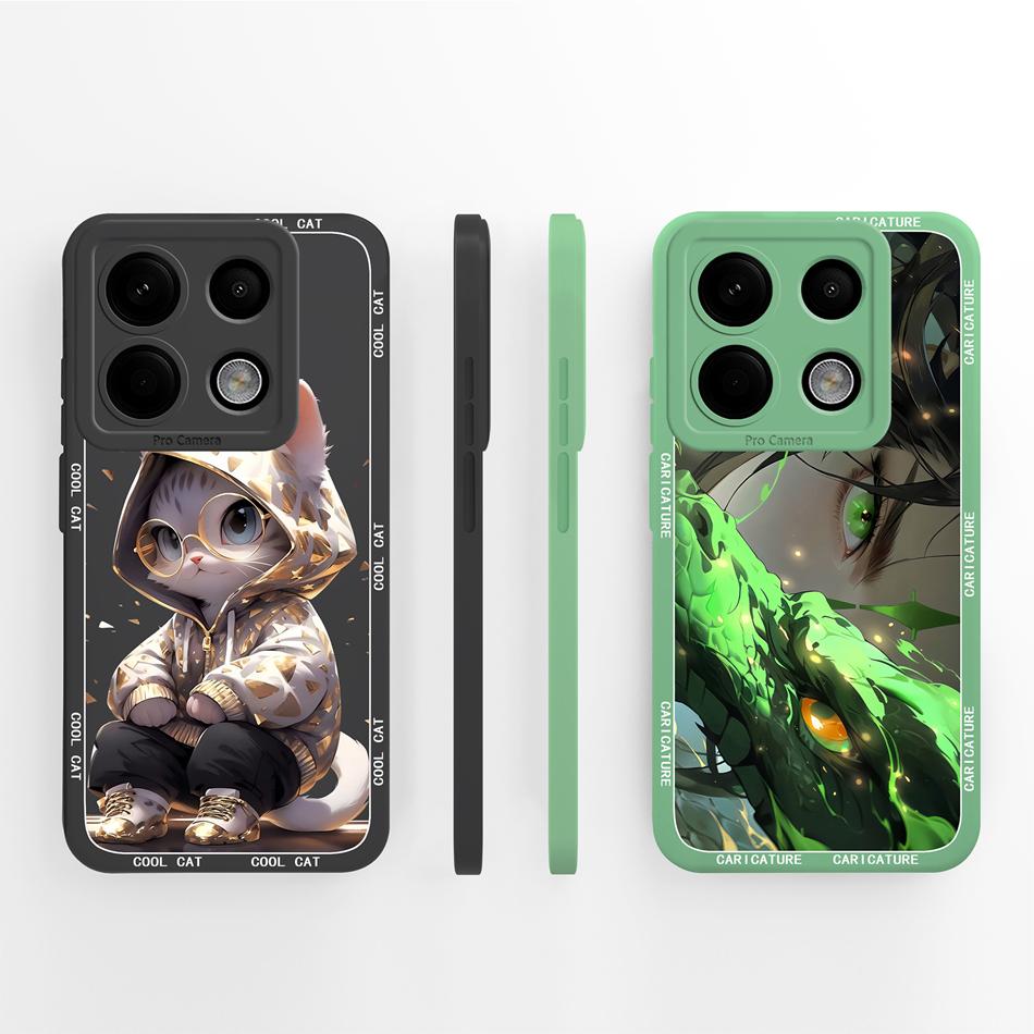 Чехол для POCO X6 Pro Различные стили Конфетная крышка для телефона Для POCO X 6 Мягкий жидкий силикон Защита камеры Ударопрочные задние крышки