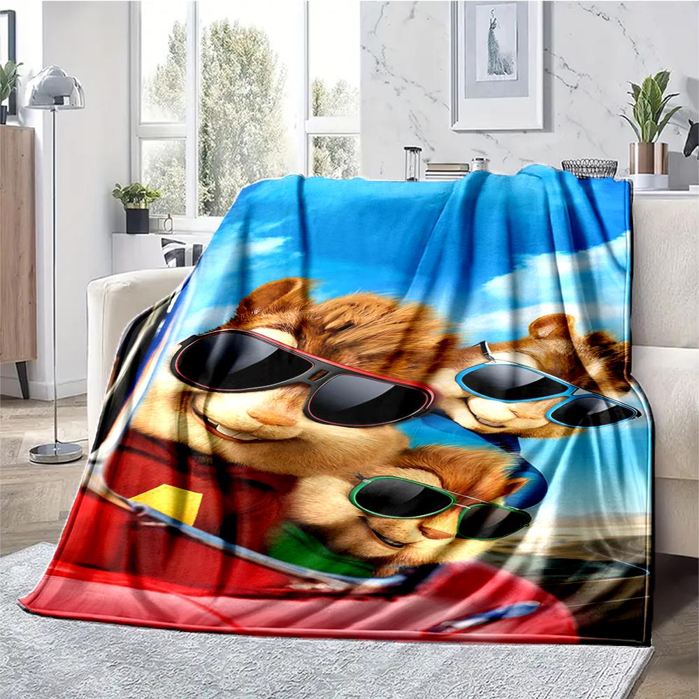 Alvin and the Chipmunks Theme Printed Blanket - Perfect for Couch, Bed, Travel & Outdoor Use | Machine Washable, Cozy & Durable.