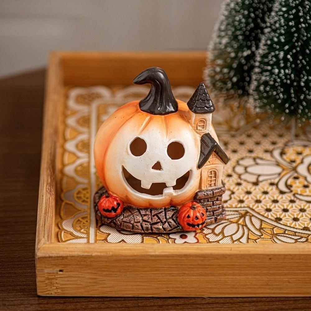 Decorative Resin Halloween Pumpkin House Scary Unique Haunted House Ornaments Handmade Pumpkin Figurine Halloween Party Decor