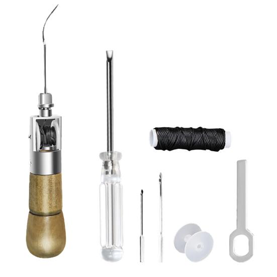 Набор шила для шитья кожи, ручной швея, набор инструментов для ремонта кожи с иглами, гаечный ключ, отвертка, ручной швейный инструмент для кожи, плотная ткань, кожа своими руками