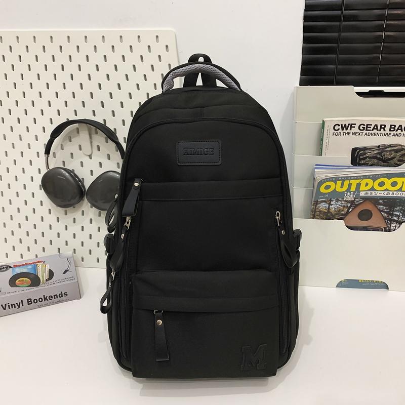 Однотонный школьный рюкзак для студента, женский рюкзак большой емкости, мужской рюкзак