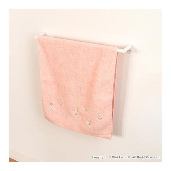 OKA Fleur Blanc Towel, Approx. 77cm x 34cm, Pink (Floral Feminine Washable Face Towel)