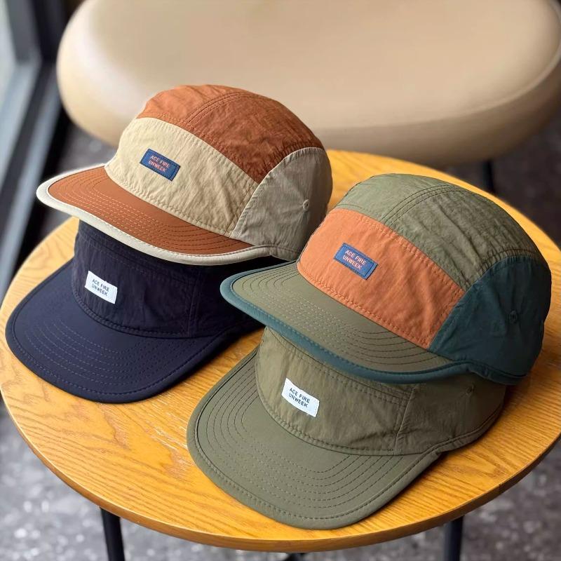 Quick-drying Breathable Color Matching Flat-brimmed 5-Panel Hat Men Women Outdoor Sunshade Cycling Board Summer Baseball Cap