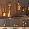 Metal Candle Holder Abstract Character Handmade Vintage Candlestick for Wedding Home Coffee Shop Table Decoration Art Gift