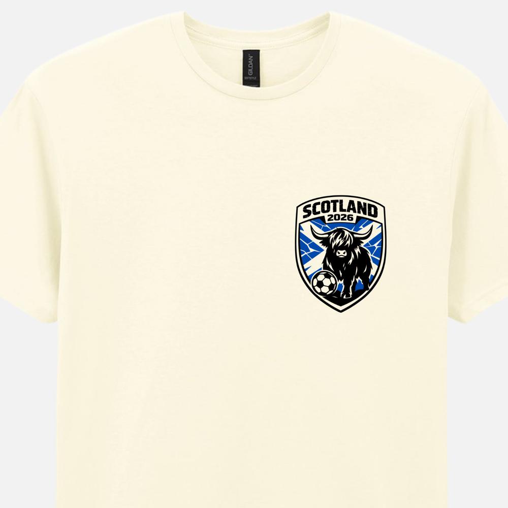Scotland 2026 Tee World Cup Highland Cow Badge Well Be Coming Football TShirt