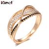 Kinel модное кольцо из розового золота для женщин ювелирные изделия с кристаллами циркона