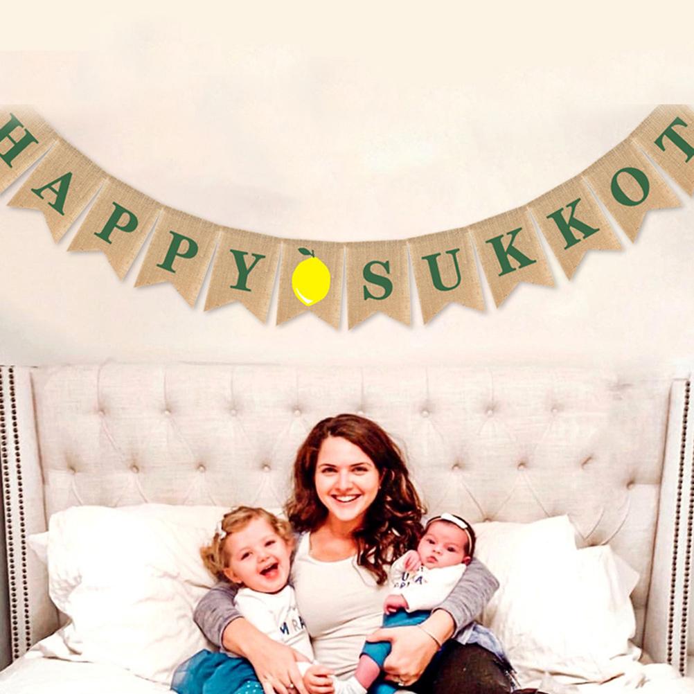 Суккот Подвесной баннер для еврейского праздника Кущей Винтажный декор Баннер для вечеринки