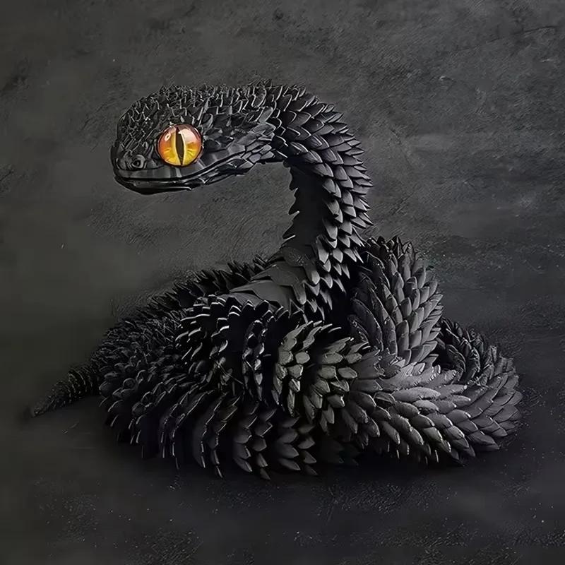 Non-Toxic 30Cm 3D Printed Snake Movable Joint Toy Doll Simulation Snake Model Office Desktop Decoration Handicraft Toy For Children Gift