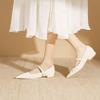 2008-11 Pointed One Word with Pearl Buckle Low Heel Single Shoes New Wrinkled Lotus Leaf Pointed Flat Shoes Women