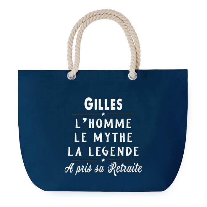 Sac de plage Bleu anse corde Gilles Retraite Cadeau Anniversaire Noël | Grand Sac de Transport & Sport