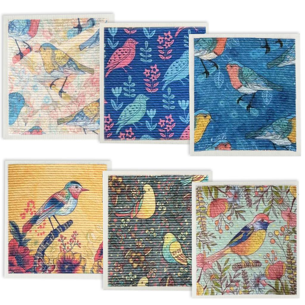 5/6/12 шт. Кухонные полотенца для посуды Многоразовые салфетки для посуды Моющиеся кухонные тряпки для посуды Впитывающие мягкие целлюлозные губчатые салфетки 7,7*6,7 дюйма