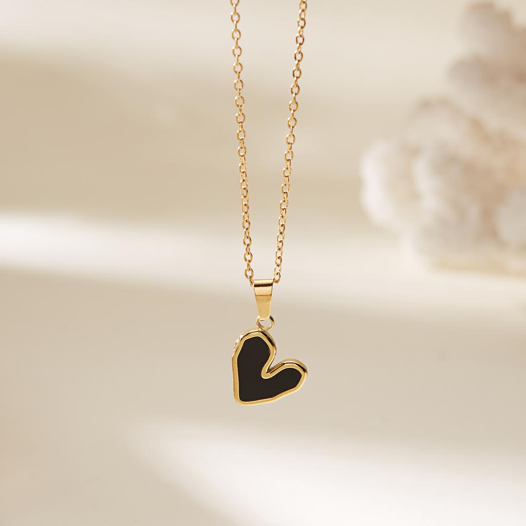 Stainless Steel Love Heart Pendant Necklace For Women Gold Color Fashion Neck Chain Female Choker Collar Jewelry Birthday Gifts