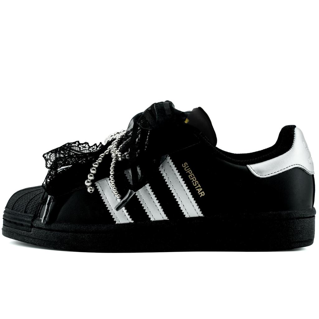adidas Оригиналы SUPERSTAR Легкие и дышащие Низкие кеды для скейтборда Женские Черно-серебристые EF5398(Команда975-)