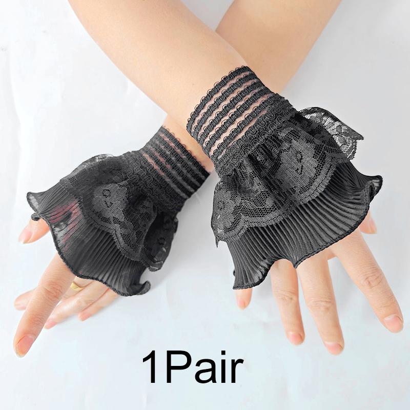 1 пара модных элегантных поддельных рукавов с кружевными оборками, манжетами, декоративными рукавами, съемными манжетами