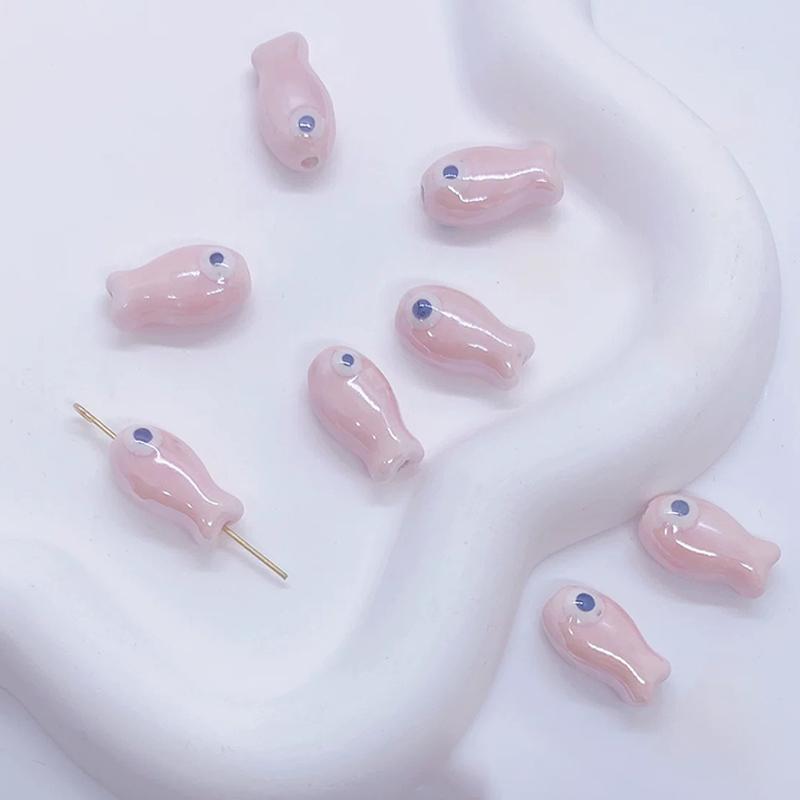 10 шт. Маленькая рыбка Керамические бусины DIY Ожерелье Серьги Аксессуары для бижутерии Подвески Свободные бусины Для рукоделия