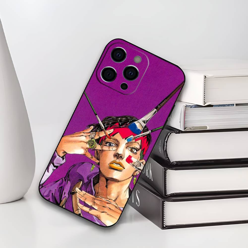 Чехол для телефона JoJo's Bizarre Adventure для iPhone 17,16,15,14,13,12,11,Plus,Pro,Max,Plus,XS,мягкий чехол, Черный силикон