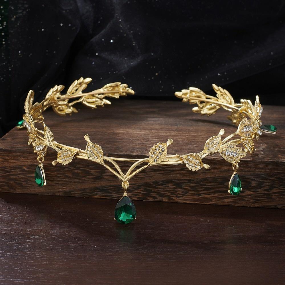 Leaves Shape Eyebrows Drop Headband Rhinestone Bride Tiara Elegant Forehead Ornaments Cosplay