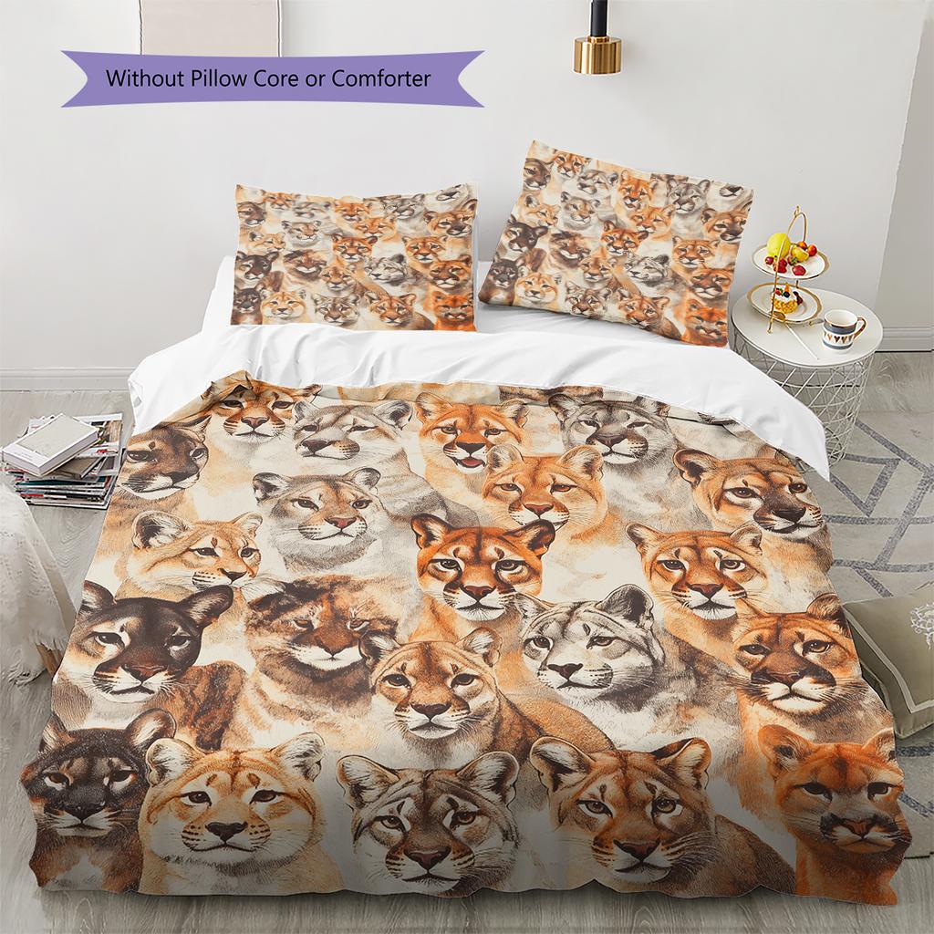 Cougar Pattern Bedding Home Decoration Birthday Gift (1 * duvet cover + 2 * pillowcase, without core)