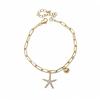 Copper Zircon Bohemian Shell Bangle Ornaments Beach Hand Chain Metal Shell Starfish Bracelet  Beach