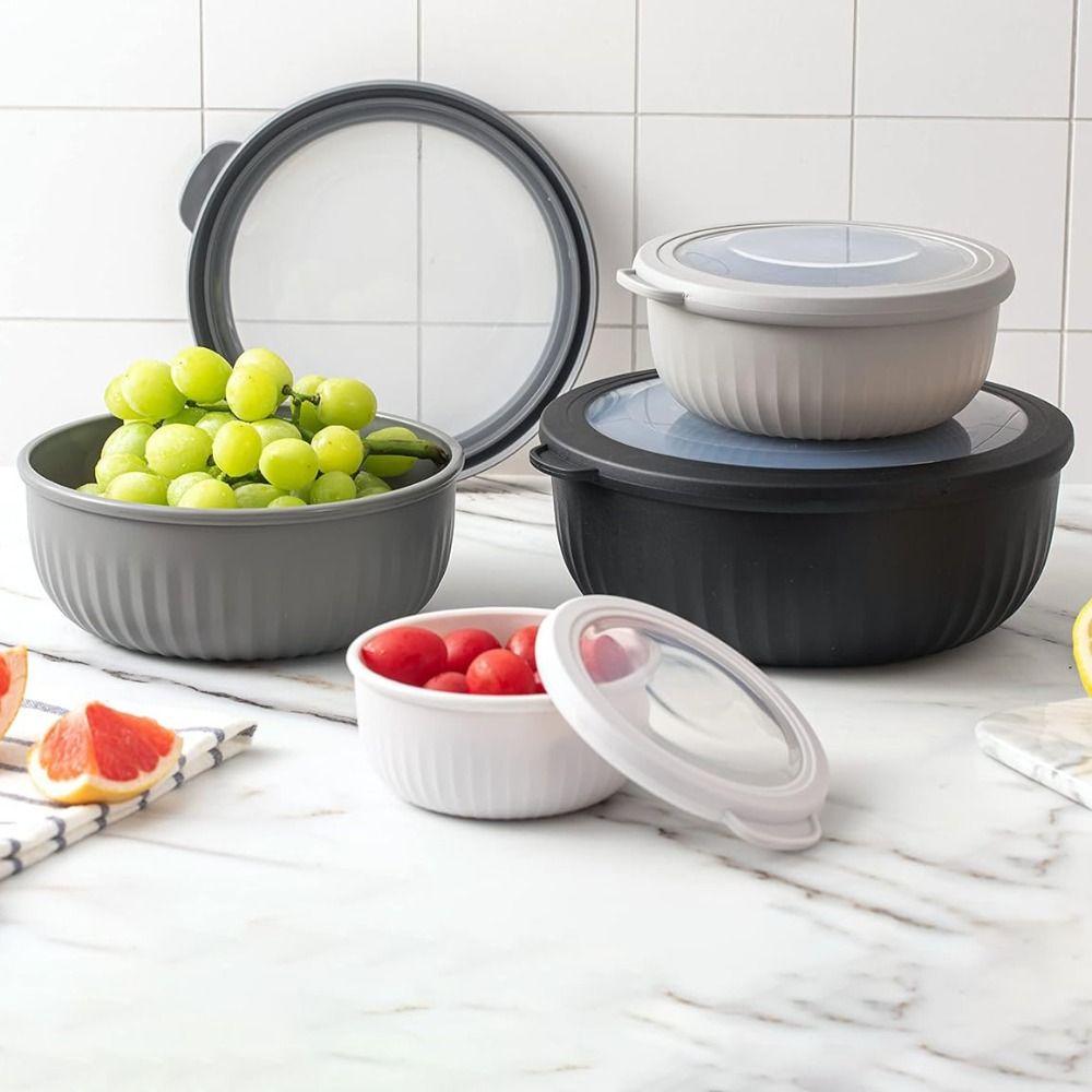 4 pieces/set Food Grade Salad Bowl Stacking Refrigerator Preservation Box Portable Crisper Outdoor