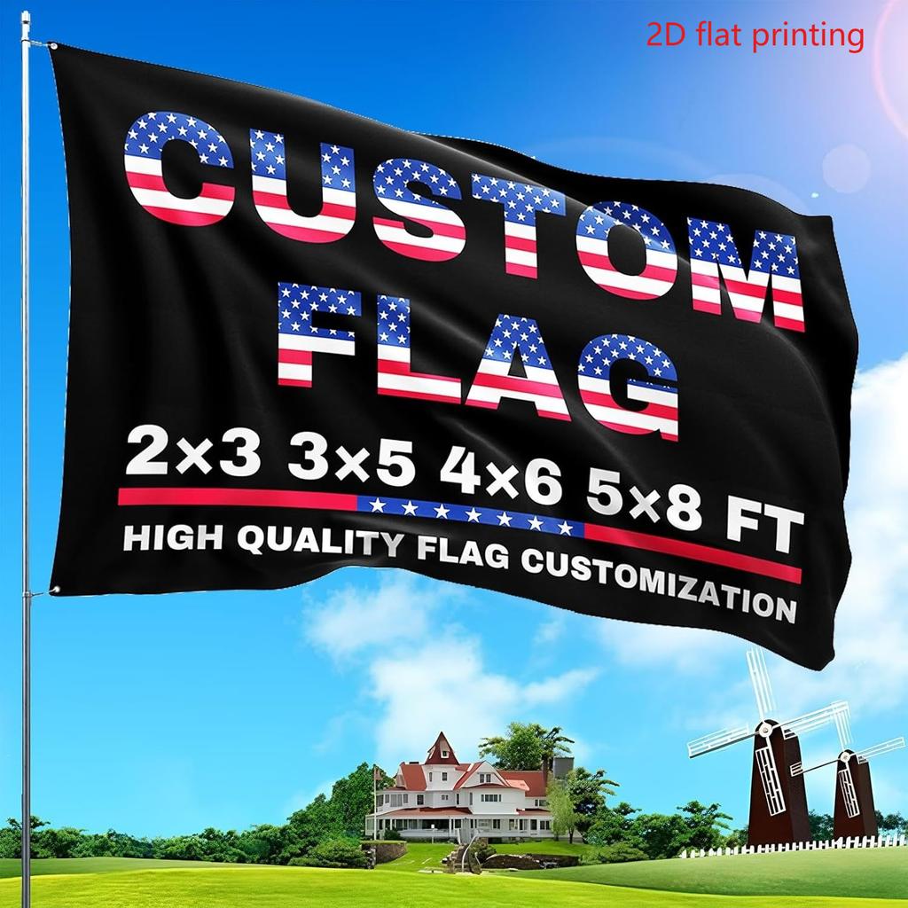 2D Flat, 2D Door Banner, Custom Outdoor Flags - 2D Flat - Design Your Own Text, Logo, or Photo - Personalized Flags with Vibrant Colors - Easy to Inst