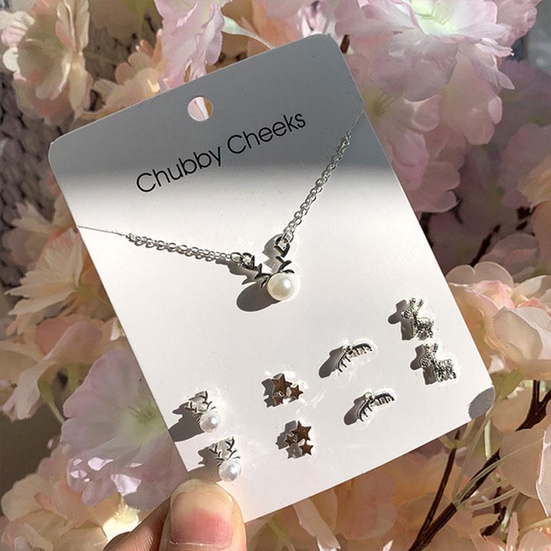 Модные модные украшения унисекс со стразами 5 шт./комплект серьги-гвоздики с кристаллами еженедельные дни ожерелье серьги набор для женщин девочек