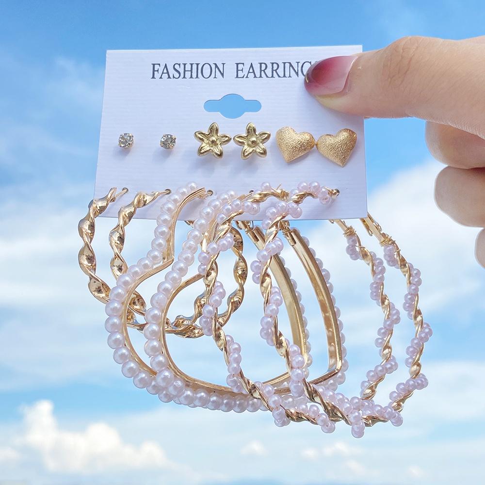 iF ME Модный комплект жемчужных серег, женские роскошные серьги-гвоздики с бабочкой и сердцем, золотые серьги-гвоздики из смолы, серьги-кольца, ювелирные аксессуары