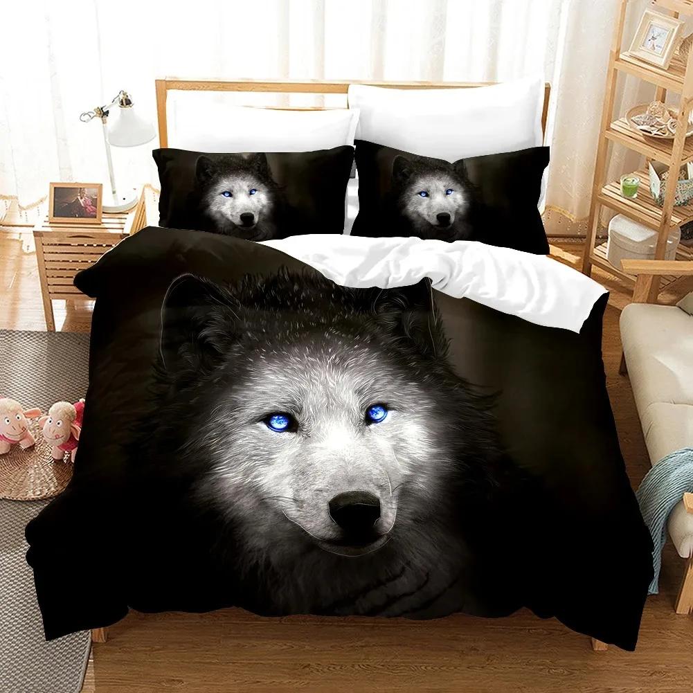 3D White Wolf Bedding Set  Aniaml Bedding Set Single Twin Double Queen King Cal King Size Bed Linen Set