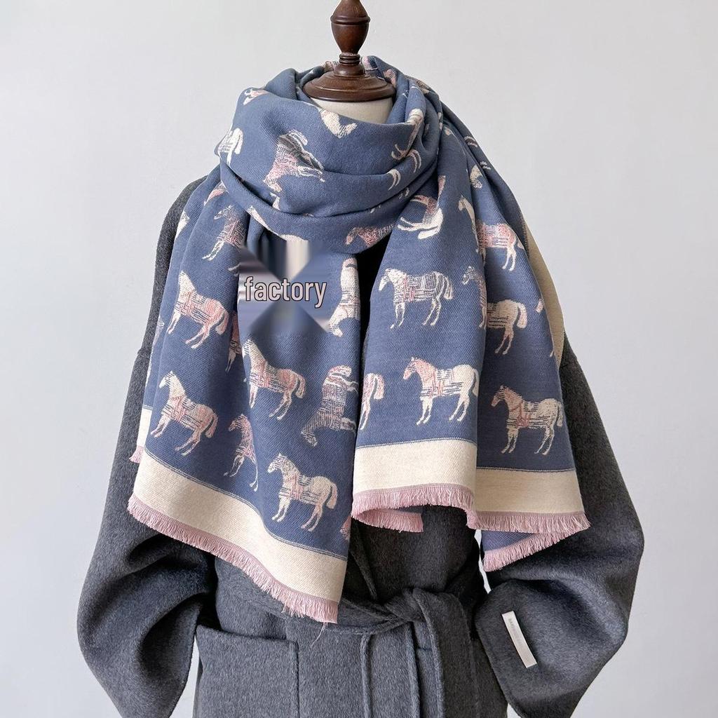 European Style Faux Cashmere Double-Sided Neck Warmer Scarf - Autumn/Winter Versatile, Warm, Cold-Proof, Windproof Shawl