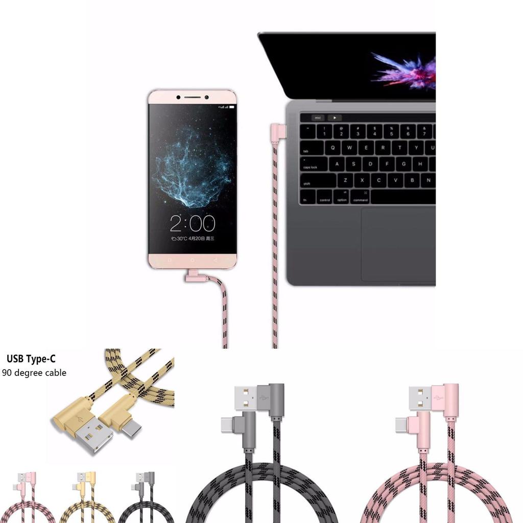 Премиальный плетеный кабель Type C с угловым разъемом 90 градусов USB C для быстрой синхронизации данных и зарядки для оптимальной производительности