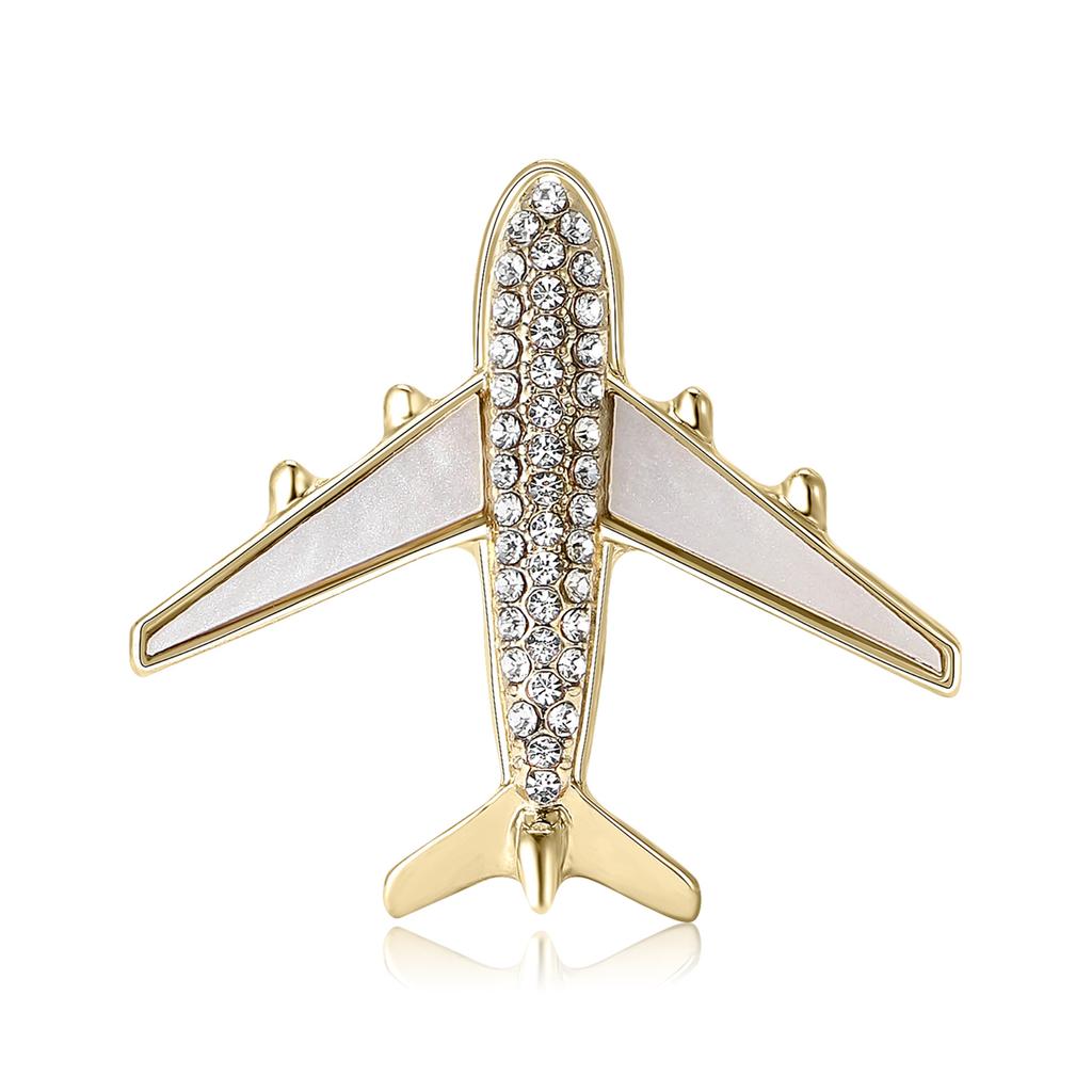 Простая и стильная брошь в виде самолета из сплава со стразами, креативная универсальная брошь для мужского и женского костюма, корсажа, ювелирное украшение